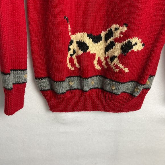 Braemar Vintage Wool Sweater Christmas Hunting Dog Design Medium Hand Knit - Picture 5 of 10